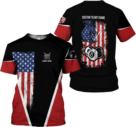 Pretyprints Personalized 3D Billiard Shirt Custom Name Men Women Team Apparel Pool 8 Ball Flag Tshirt Billiards Shirts Gift