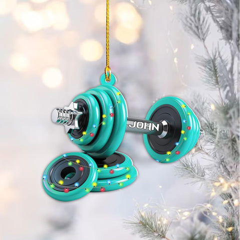 AOVL Personalized Weight Plate Ornament Weight Ornament Fitness Gift for Gym Ornament Merry Liftmas Christmas Hanging Ornaments Weight Plates Ceramic Ornament (Fitness 3)