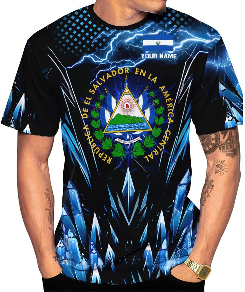 Personalized El Salvador Shirt Custom Camiseta de El Salvador Flag Shirt Men, Women Salvadorans Pride El Salvadoreña Tshirt
