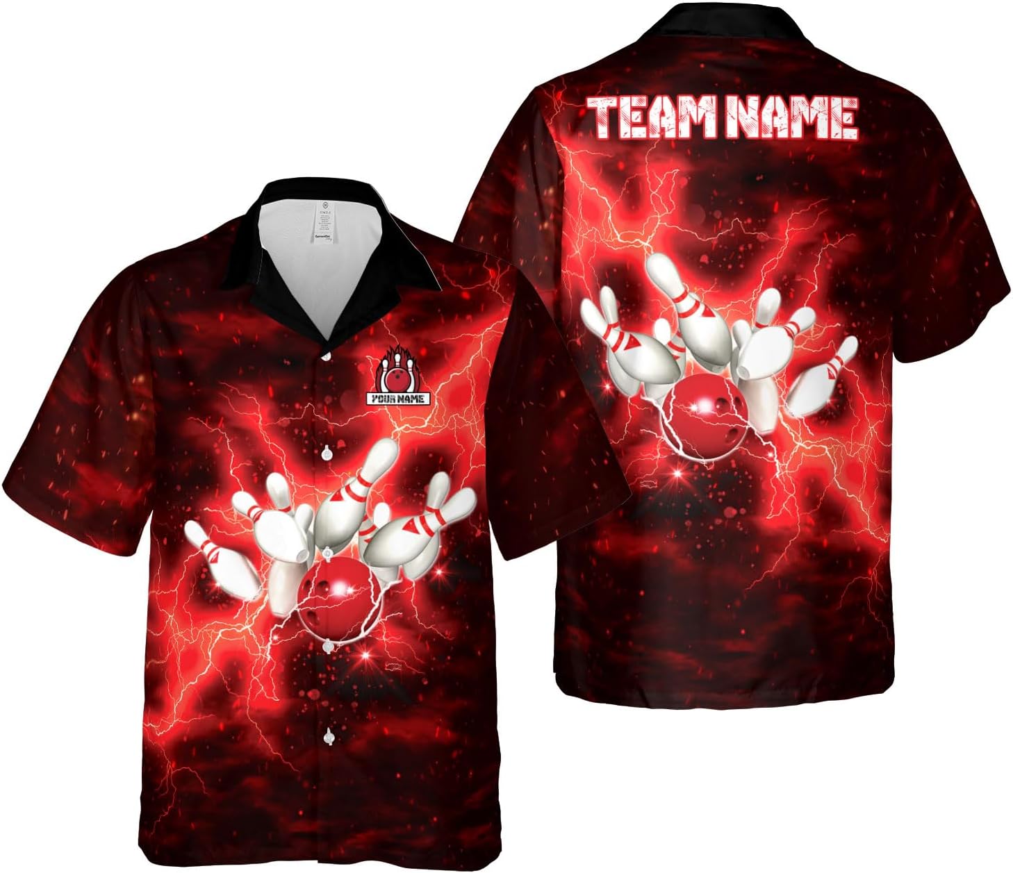 Pretyprints Custom Bowling Hawaiian Shirt 3D Men Women Personalized Button Down Short Sleeve Team Gifts Lover