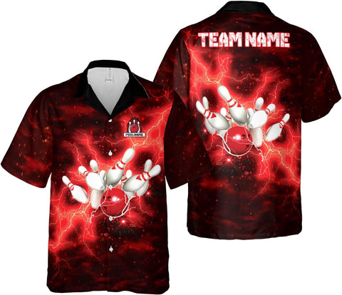 Pretyprints Custom Bowling Hawaiian Shirt 3D Men Women Personalized Button Down Short Sleeve Team Gifts Lover