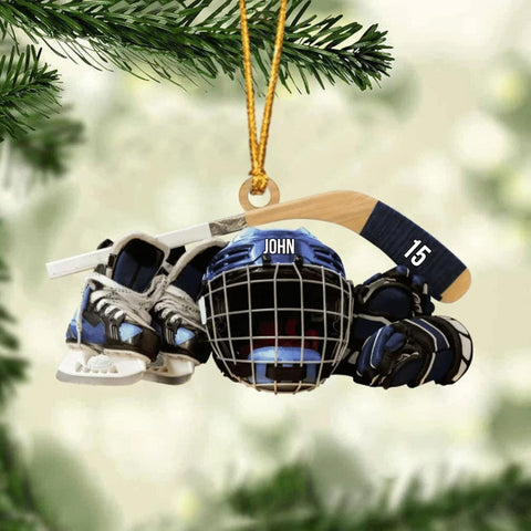 Artparel Personalized Hockey Ornaments, Hockey Ornaments for Christmas Tree Hockey Helmet Ornament, Hockey Player Gifts, Gift for Hockey, Lover Hockey Players, Hockey Christmas Ornament