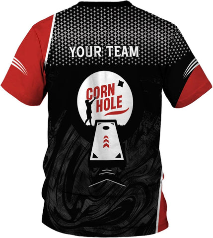 Personalized Cornhole Shirts 3D Over Print for Men & Women, Funny Cornhole Player Toss Sports T-Shirt for Team (CH 4)