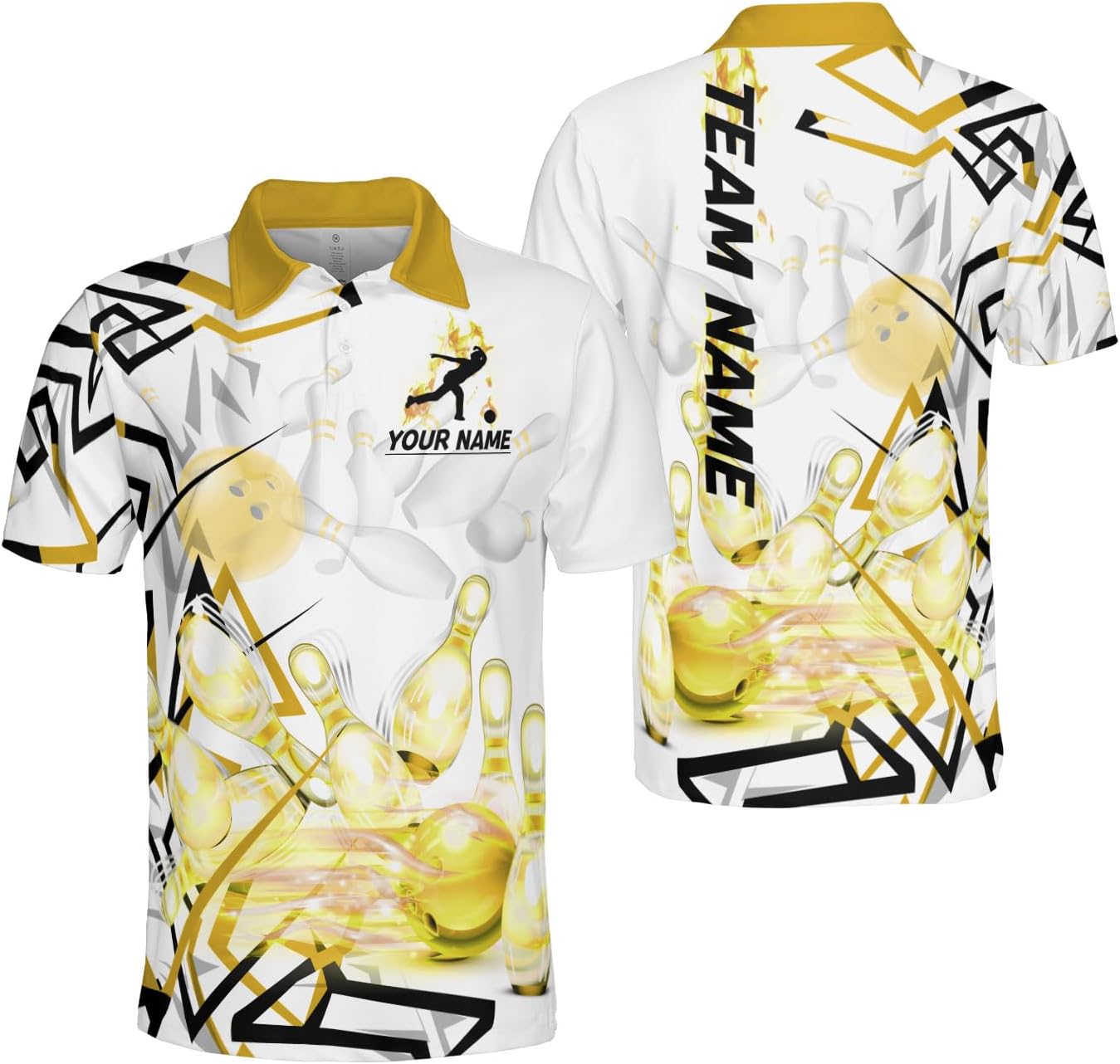 Mostprints Personalized Name Bowling Polo Shirts 3D for Men and Women, Bowling shirt, Bowling Shirts for Men Team Bowling Shirt