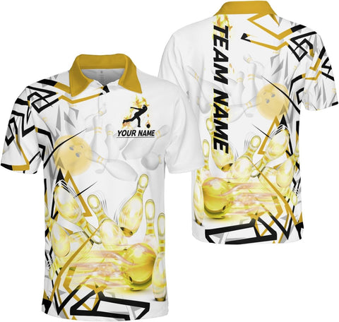 Mostprints Personalized Name Bowling Polo Shirts 3D for Men and Women, Bowling shirt, Bowling Shirts for Men Team Bowling Shirt