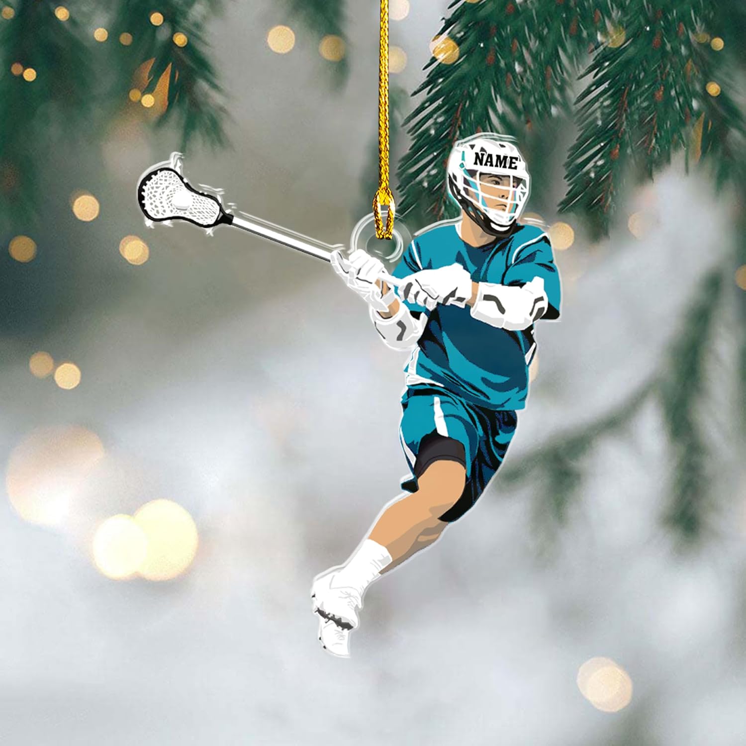 AOVL Personalized Lacrosse Ornament Lacrosse Christmas Ornament Lacrosse Ornaments for Christmas Tree Lacrosse Gifts Lacrosse Coach Gifts Lacrosse Player Gift Sport Fan (LC2)