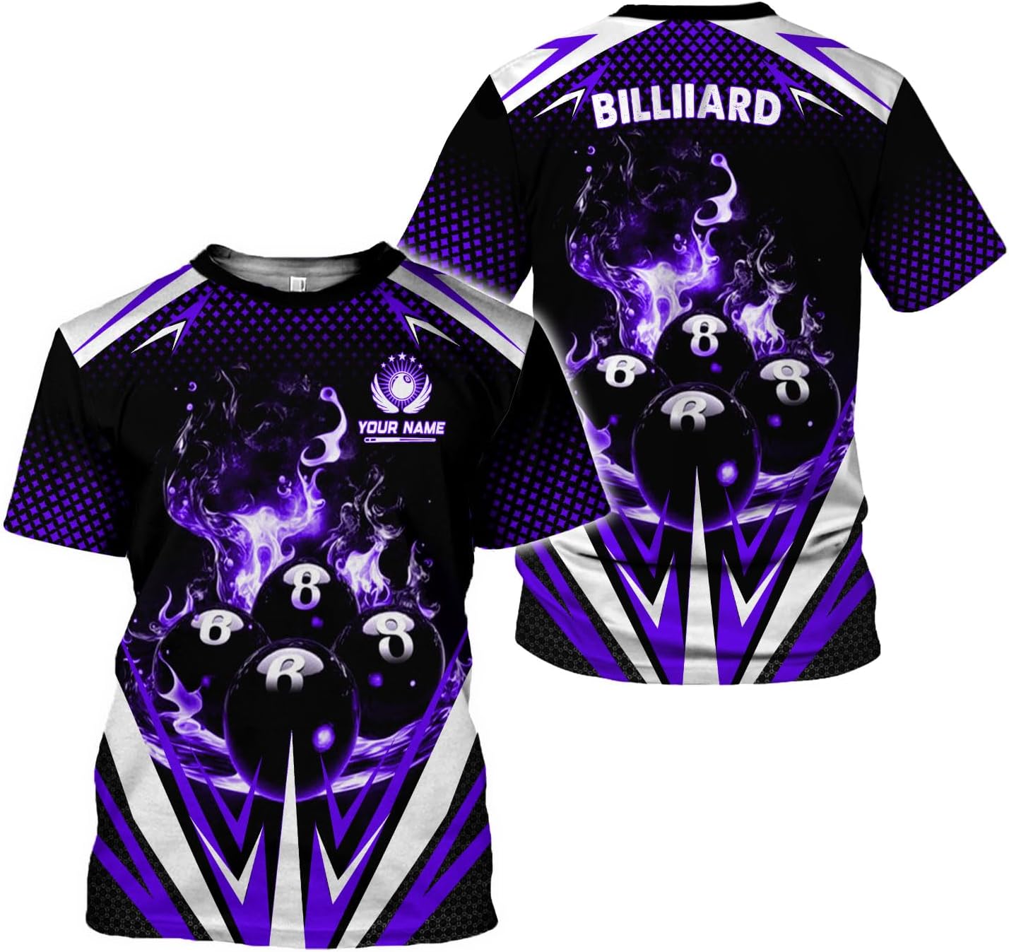 AOVL Personalized Billiard Shirts 3D Billiard Shirt Custom Billiard Flag Shirt Men's Pool Billiards Shirt 8 Ball Men Women