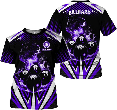 AOVL Personalized Billiard Shirts 3D Billiard Shirt Custom Billiard Flag Shirt Men's Pool Billiards Shirt 8 Ball Men Women