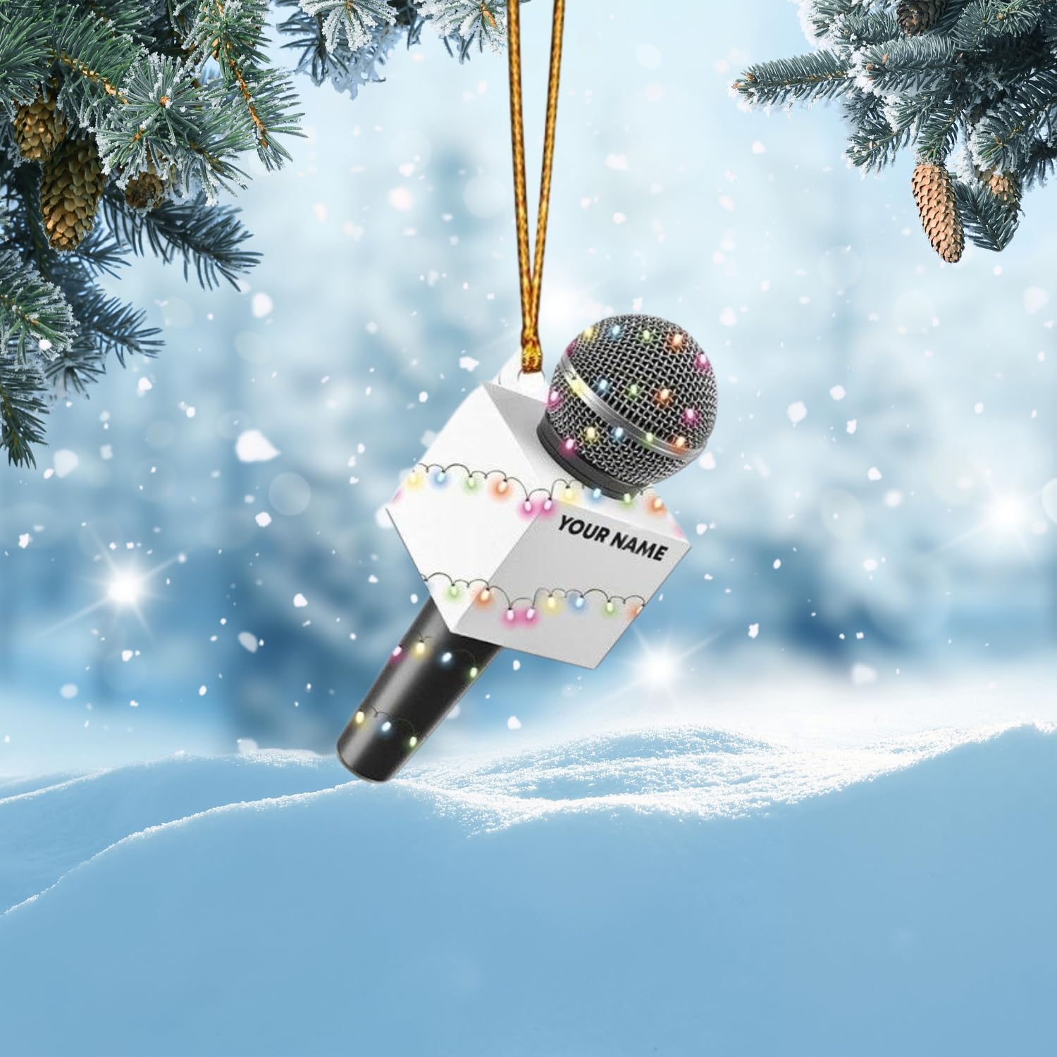 Personalized Microphone Ornament 2024 Singing Christmas Ornament Microphone Christmas Ornament Singing Ornament Concert Christmas Ornament Music Symbol Ornament (Acrylic, Style 6)