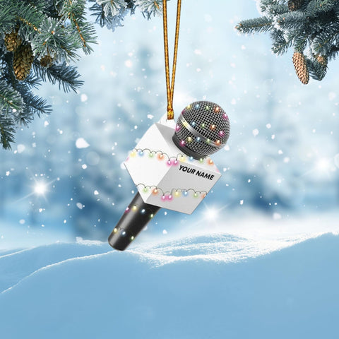 Personalized Microphone Ornament 2024 Singing Christmas Ornament Microphone Christmas Ornament Singing Ornament Concert Christmas Ornament Music Symbol Ornament (Acrylic, Style 6)