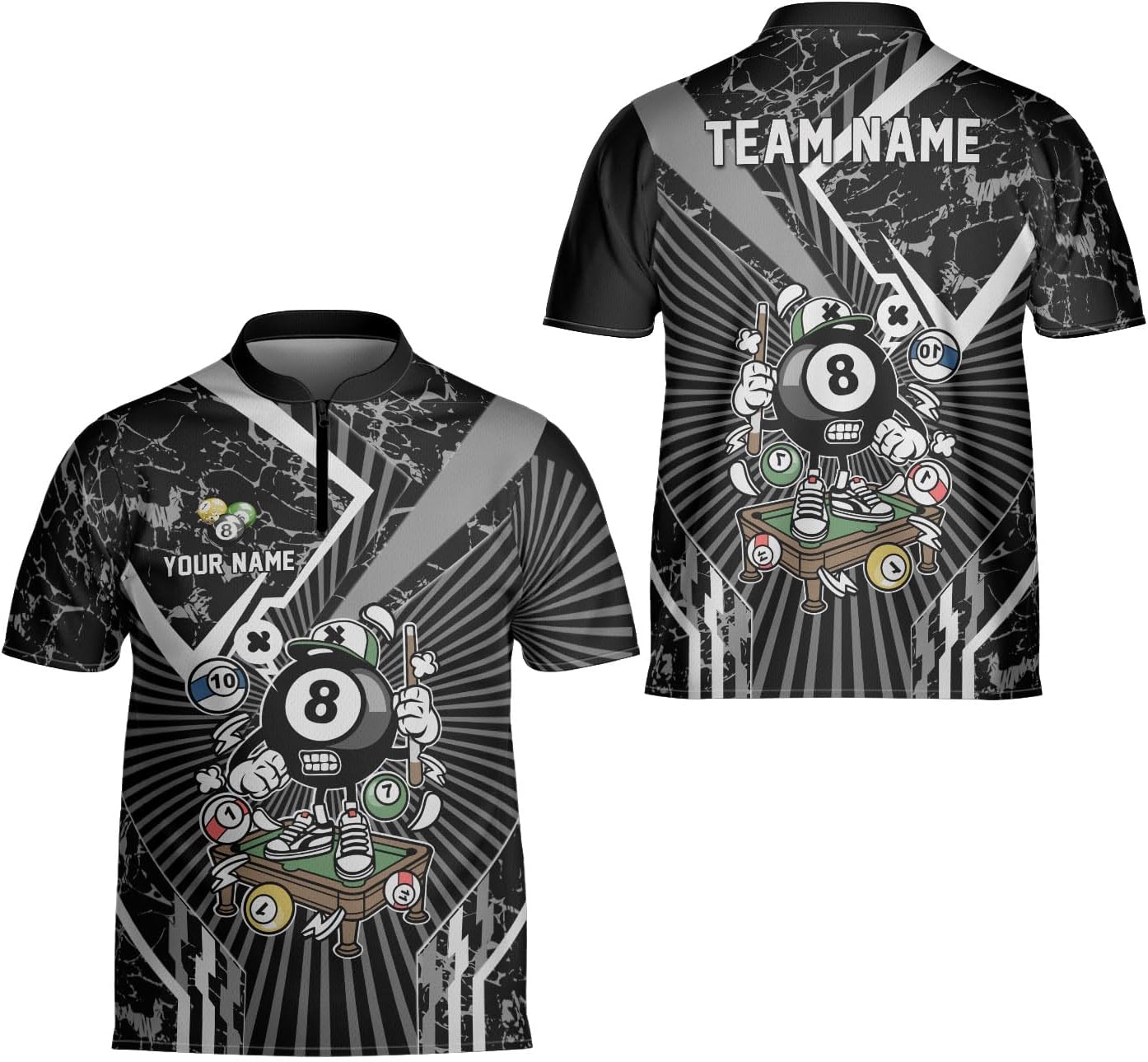 Ligthuy Personalized Billiard Jersey 3D, 8 Ball Shirt, Billiards Shirts for Men, Billiard Gifts for Men and Women S-5XL