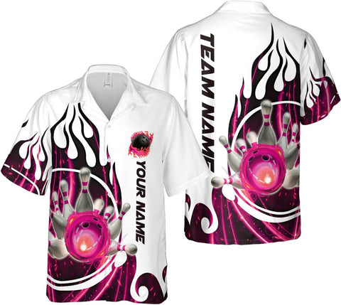 Mostprints Personalized Name Bowling Hawaii Shirts for Men and Women 3D, Bowling Shirts for Team Bowling, Bowling Shirts Gift