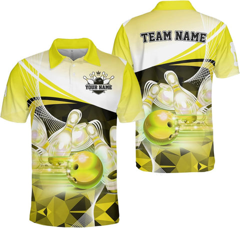 Ligthuy Personalized Name Bowling Polo Shirts 3D for Men and Women, Bowling Shirt, Bowling Shirts for Men Team Bowling Shirt3