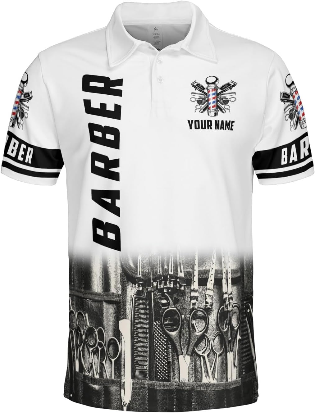 Woseprints Personalized Polo Shirts, Barber Shop Gifts for Men for Barbers