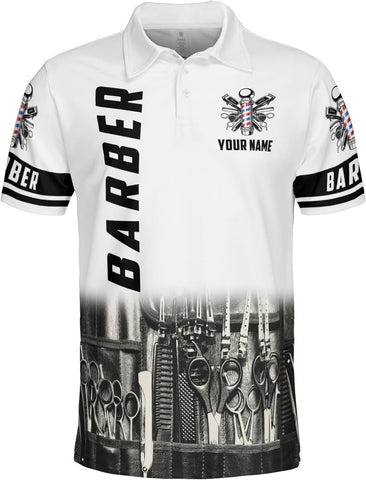 Woseprints Personalized Polo Shirts, Barber Shop Gifts for Men for Barbers