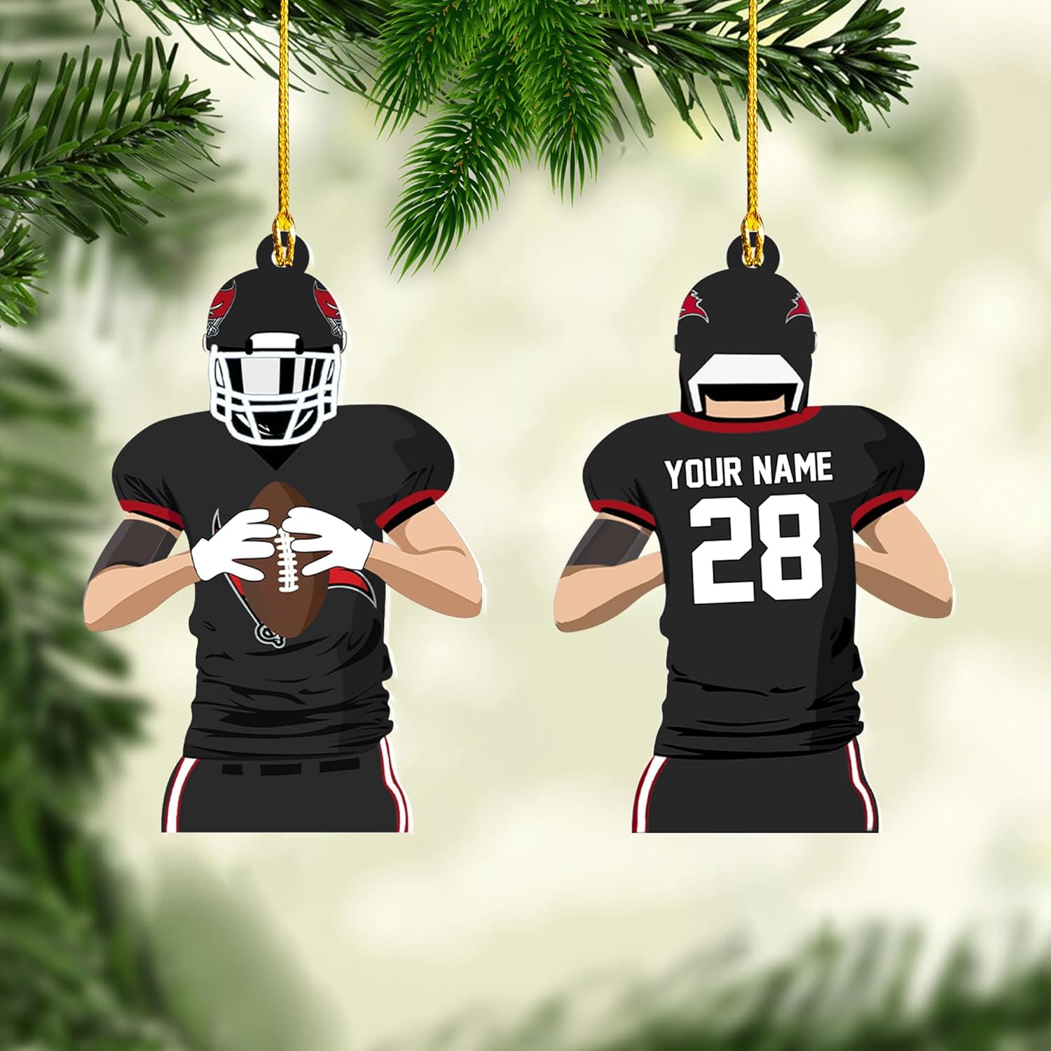 Artparel Personalized Football Ornament Customized Football Christmas Ornaments Football Ornament Christmas Hanging Décor Gift for Football Fans Football Gifts Gift for Football Player (FB 12)