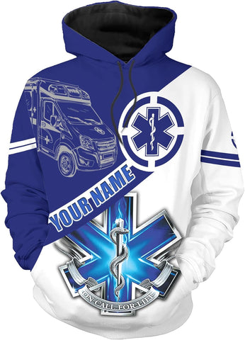 Leeprints Personalized EMT Hoodie EMS Sweatshirt Custom EMS Zip Hoodie Paramedic Uniform Emergency Medical Technician Shirts