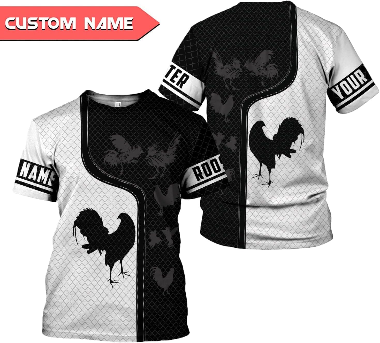 Mostprints Personalized Name Rooster Shirt 3D, Rooster Shirts for Men, Chicken tshirts shirts for women, Funny Chicken shirts