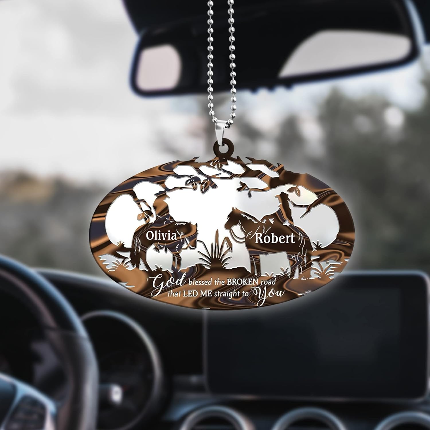 Artparel Personalized Cowboy Couple Ornament, Couple Riding Horses Godd Blessed Custom Christmas Ornament, Western Horseshoe Couple Ornament, Gift for Couple Cowboy, Horse Lovers Keepsake