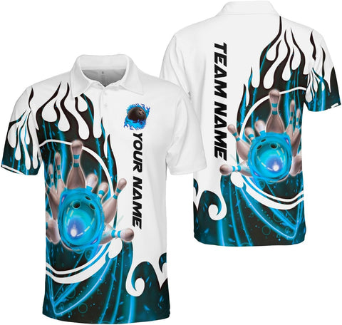 Mostprints Personalized Name Bowling Polo Shirts 3D for Men and Women, Bowling shirt, Bowling Shirts for Men Team Bowling Shirt