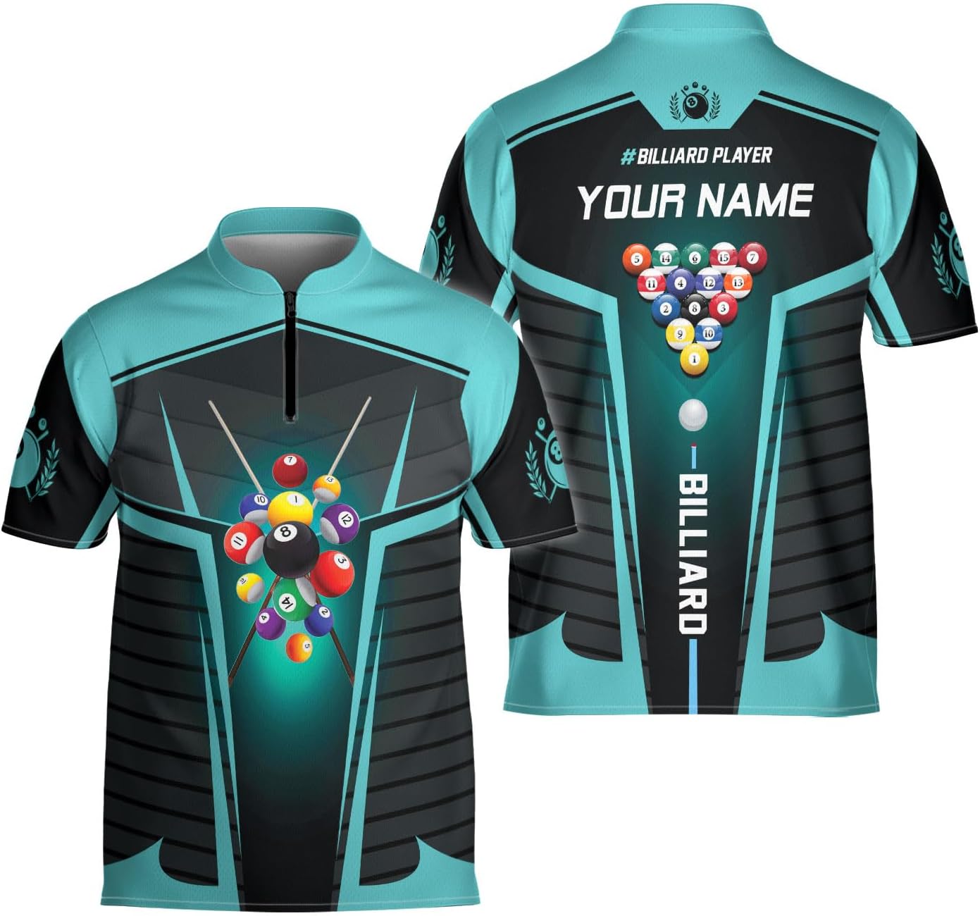 Artparel Personalized Billiard Jersey 3D Billiard Shirts for Men Billiard Bowling Jersey Billiards 9 Ball Pool Shirts for Men
