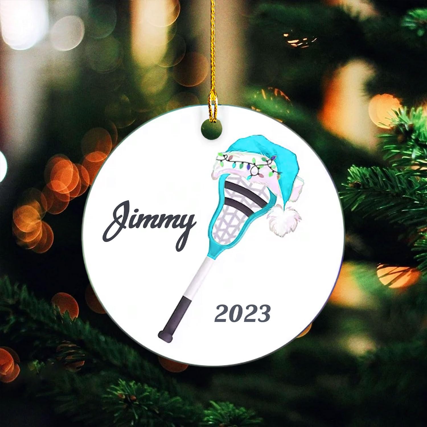 HomeDesign Personalized Lacrosse Ornament, Lacrosse Amor Shape Flat Ornament, Lacrosse Helmet Ornaments, Gifts for Lacrosse Lovers, Lacrosse Players, Lacrosse Christmas Ornament (LA 16)