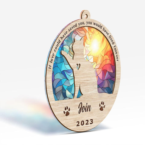 Mostefy Personalized Wooden Dog Cat Paw Ornament Christmas, Custom Dogs Cat Suncatcher Pet Name Ornaments, Customized Memorial Dog Ornament for Christmas Tree (Suncatcher 1)