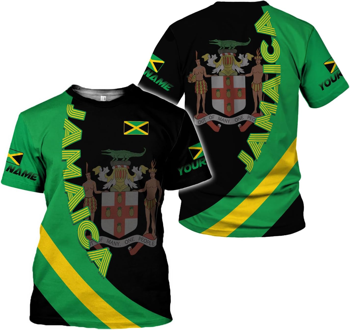 Ligthuy Personalized Jamaica Shirt 3D, Custom Jamaica Flag Lion Shirt for Men and Women, Jamaican Pride T-Shirt Unisex
