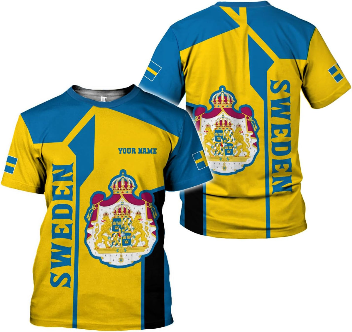 Personalized Sweden Flag Unisex Shirt Custom Vintage Sverige Sweden Casimas Shirts Men's Shirt T-Shirt Swedish National Pride