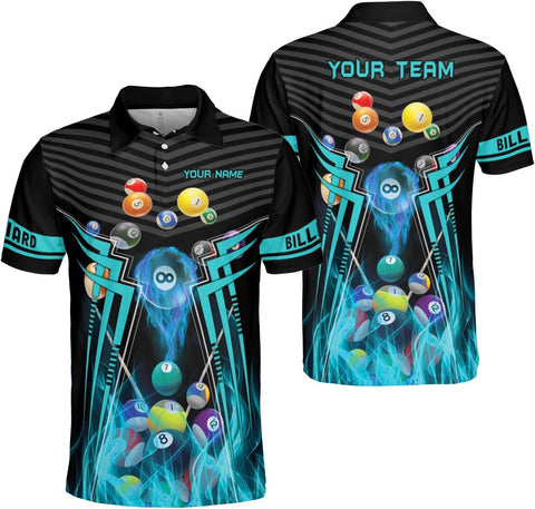 Custom Billiard Polo Shirts for Men Women Personalized Name Team 8 Ball Shirt Billiards Apparel Pool 3D Tshirts Gifts Players