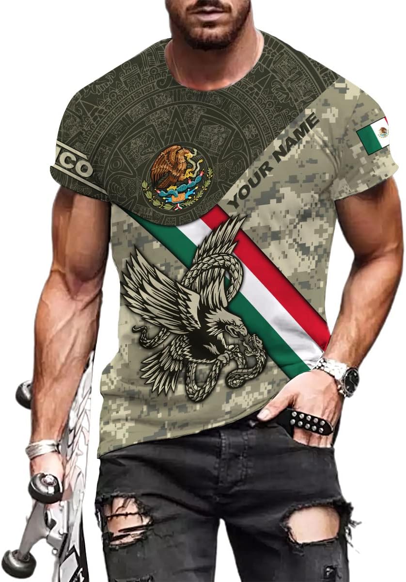 Personalized Name Mexican Shirts for Men, Customized Mexico Shirts for Men, Mexico Shirts for Women Mexico Shirt Eagle Flag