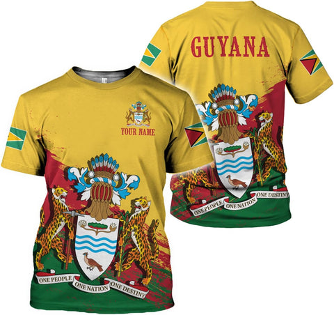 Artparel Personalized Guyana 3D Guyana Flag Shirt - Unisex Adults - Green - Short Sleeves - 5X-Small-Large