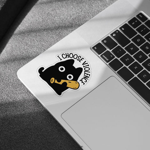 3 Pcs I Choose Violence Sticker, Cute Black Cat Sticker, Funny Bumper Sarcastic Water Assistant Funny Quotes Stickers - Vinyl Stickers for Water Bottles Laptop Phone Car Window Helmet 3 Inches