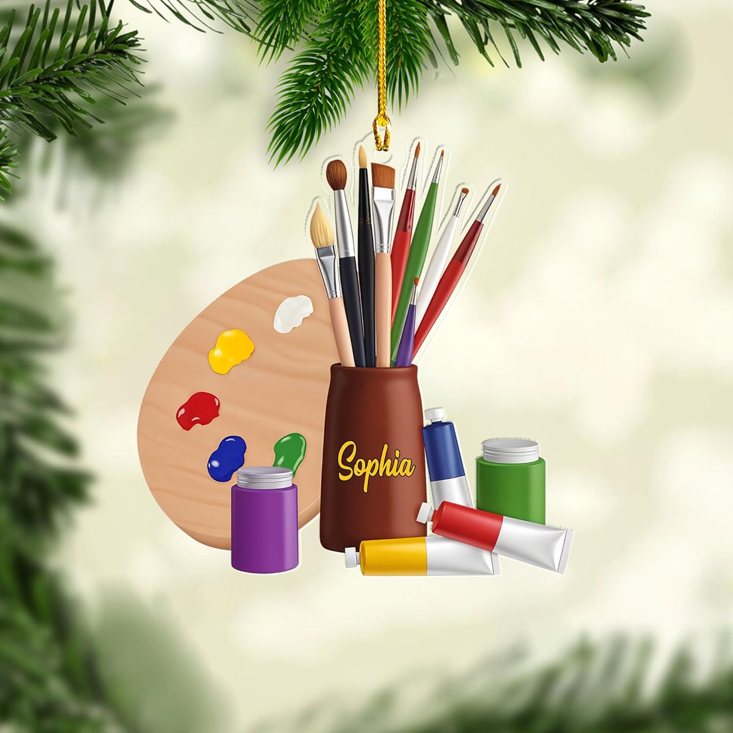 Personalized Painting Ornaments Gifts for a Painter, Painter Ornament Gift for Artist, Artist Christmas Ornament 2024, Artist Palette Christmas Ornament, Paint Brush Ornament for Painter (ON759)