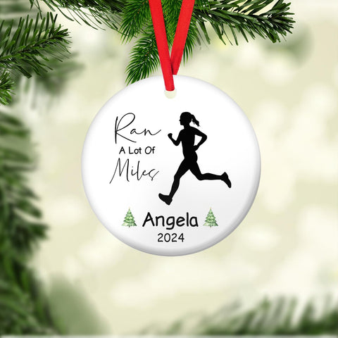 Personalized Running Ornament, Half Marathon Runner Ornament, Cross Country Christmas Ornament, Track and Field Christmas Ornaments for Runners Girl Shoes Ornament Gift for Athletes Running Man (RN20)