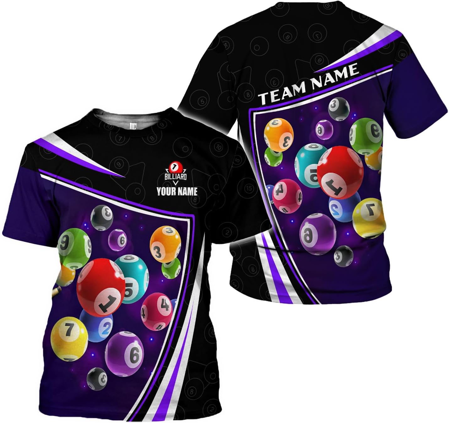Ligthuy Personalized Name Billiard Shirts 3D, Billiards Shirt 8 Ball Billiard Shirt Custom Men's Pool Men Women1