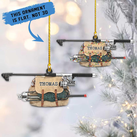 Mostprints Personalized Fishing Ornament Custom Fishing Christmas Ornaments Fishing Vest Christmas Ornaments Gifts for Fishing Lovers Ornament Christmas Hanging Ornament Fisherman Gift (Fishing 9)