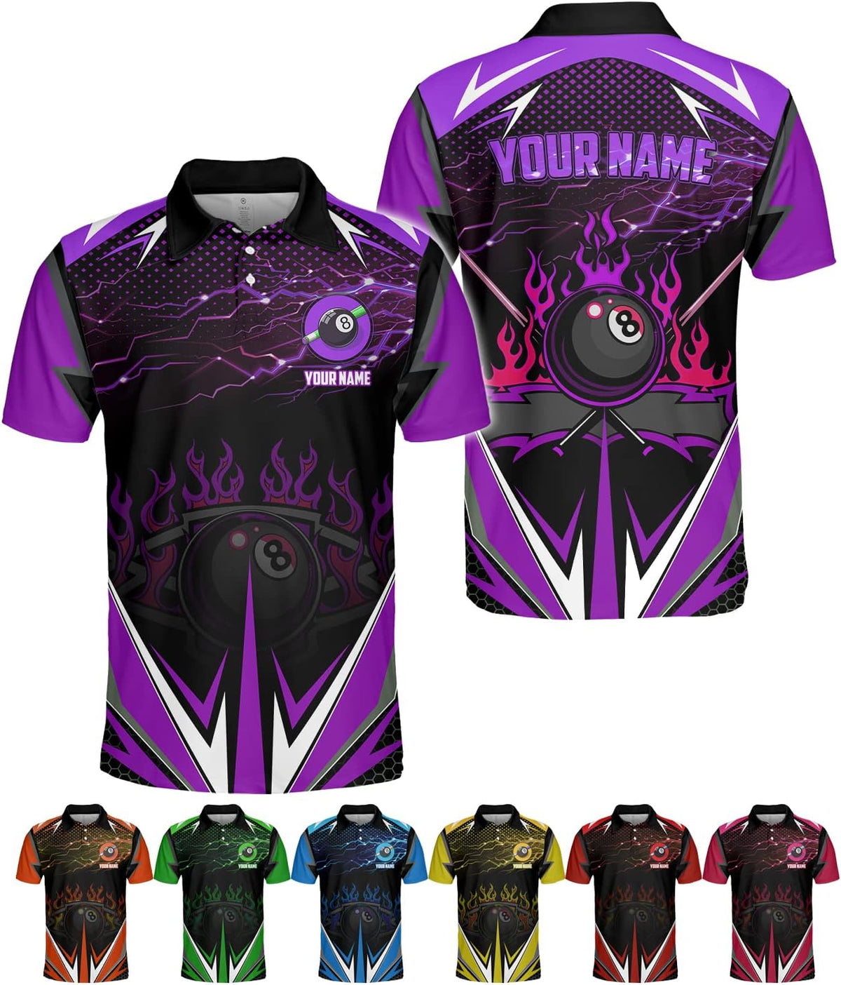 Custom Billiard Polo Shirts for Men Women Personalized Name Team 8 Ball Shirt Billiards Apparel Pool 3D Tshirts Gifts Player