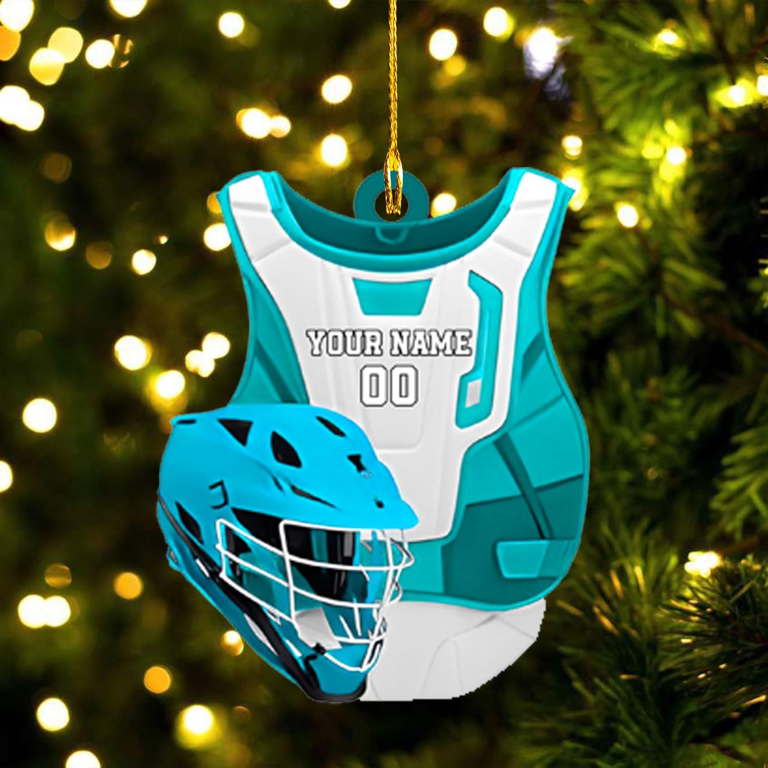 HomeDesign Personalized Lacrosse Ornament, Lacrosse Amor Shape Flat Ornament, Lacrosse Helmet Ornaments, Gifts for Lacrosse Lovers, Lacrosse Players, Lacrosse Christmas Ornament (LA 6)