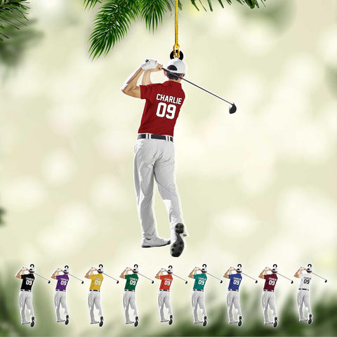 Suseaz Personalized Golf Bag Christmas Ornaments Gift for Golf Lover Custom Golf Bag Ornament Ornament for Christmas Tree Hanging Gifts Golf Gifts for Men Dad Golf Cart Ornament (Golf 1)