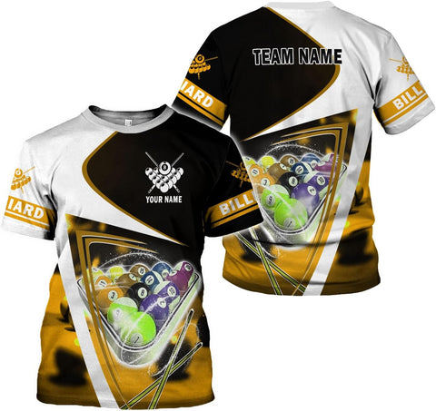 AOVL Personalized Billiard Shirts 3D Billiard Shirt Custom Billiard Flag Shirt Men's Pool Billiards Shirt 8 Ball Men Women