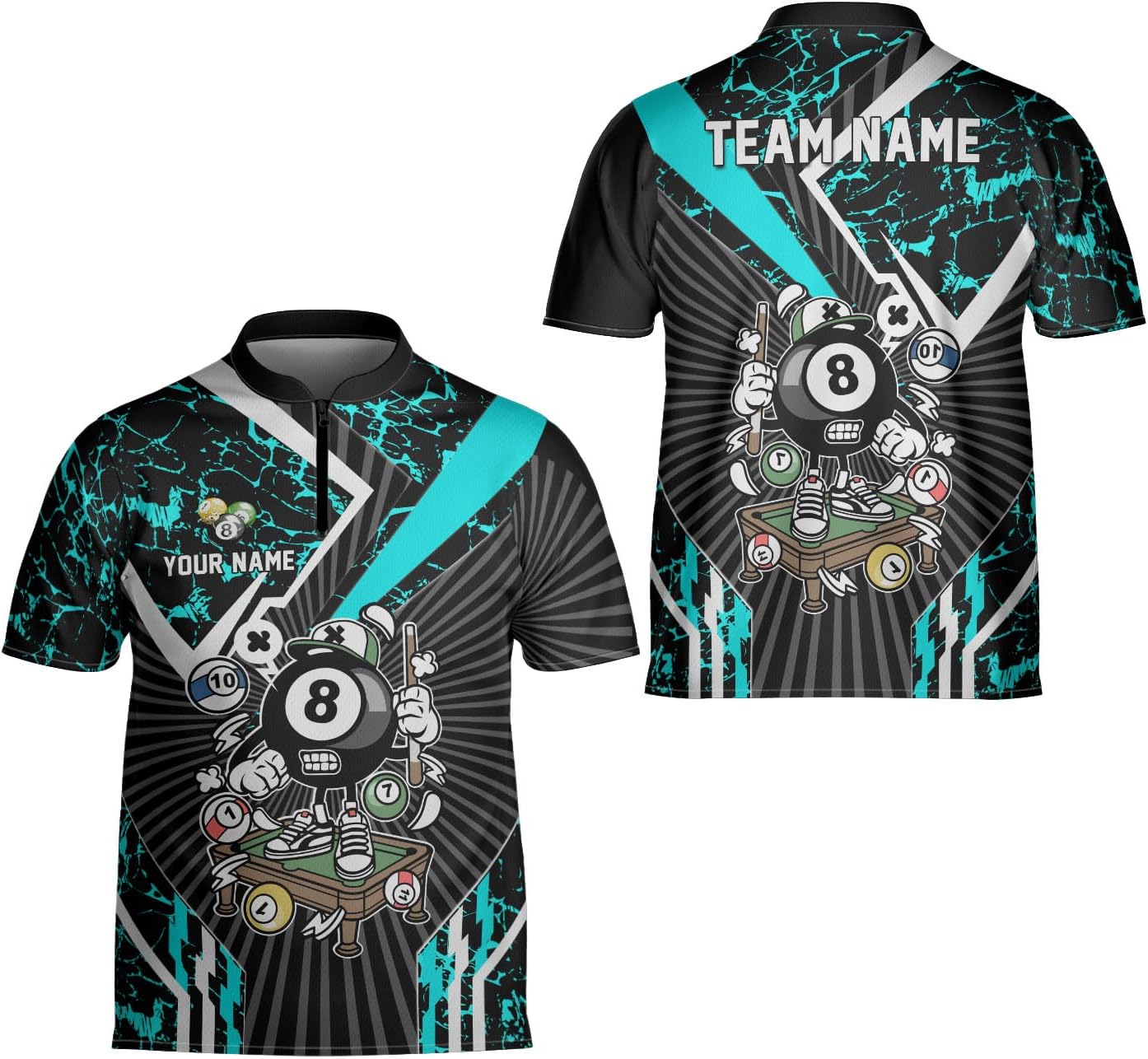 Ligthuy Personalized Billiard Jersey 3D, 8 Ball Shirt, Billiards Shirts for Men, Billiard Gifts for Men and Women S-5XL