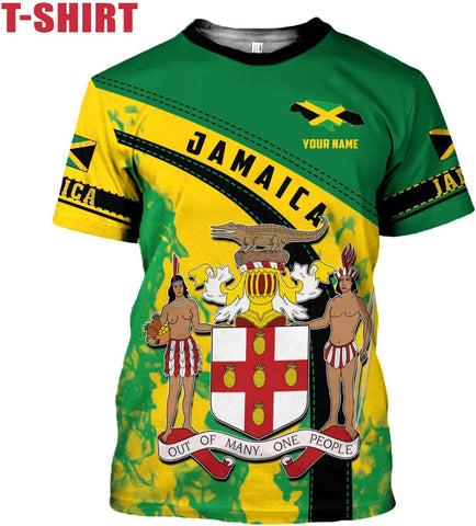 Mostprints Personalized Jamaica Shirt 3D, Custom Jamaica Flag Lion Shirt for Men and Women, Jamaican Pride T-Shirt Unisex