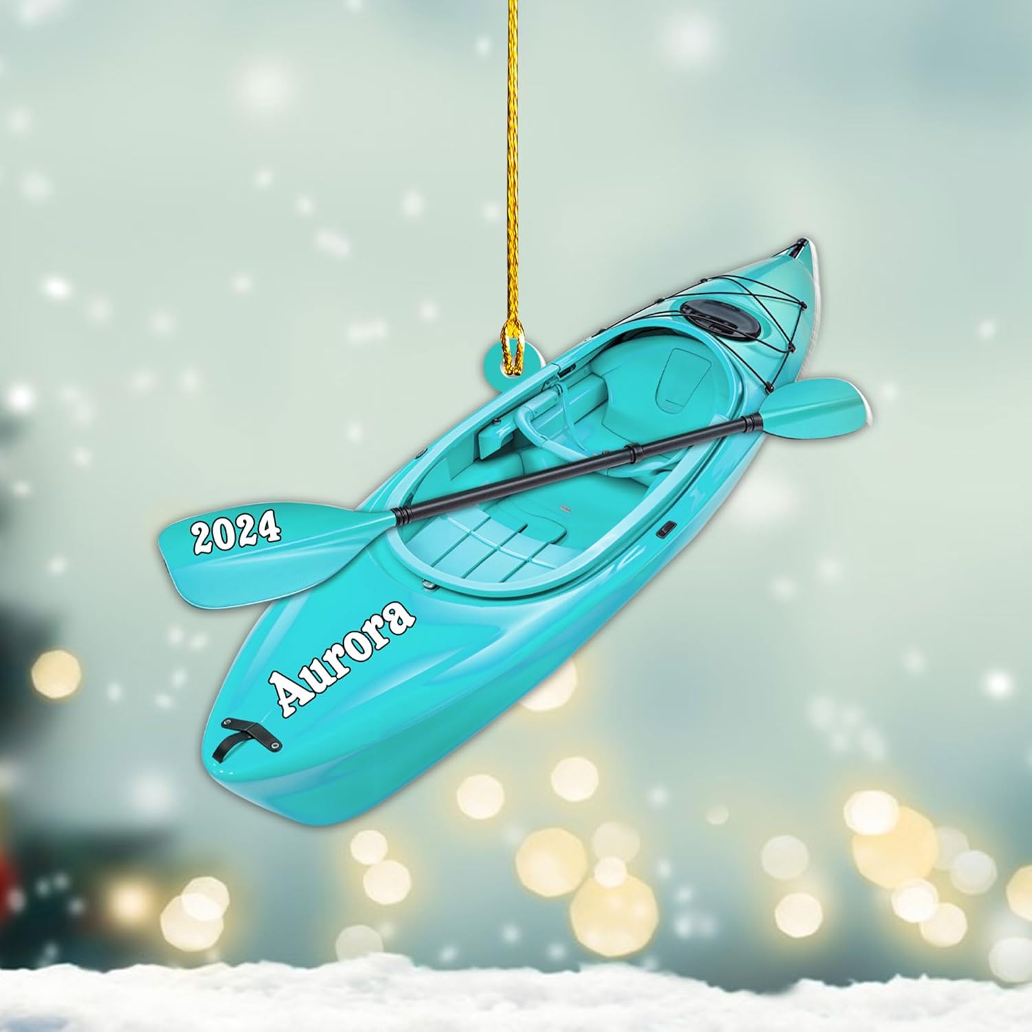 AOVL Personalized Kayak Ornament Lake Kayaking Board Ornament Kayak Gift for Christmas Tree Kayaking Christmas Ornament Kayaking Gifts Ornaments (KY4)