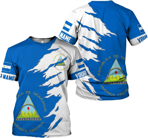 Vybonz Personalized Nicaragua Shirt 3D, Nicaragua Flag Shirts, Nicaraguan Camisas T-Shirt, Nicaragua Shirts for Men Women