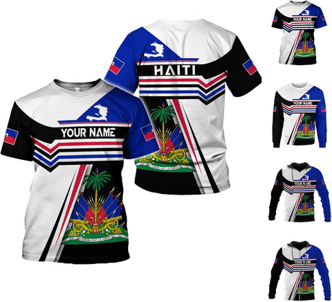 Vybonz Personalized Haiti Pride Flag Shirt, Haitian Sweatshirt 3D for Men & Women Haitian Pride Coat of Arms Hoodie