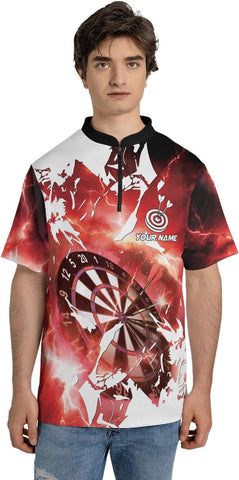 Artparel Custom Dart Shirts for Men Dart Bowling Jersey 3D Shirts Mens Darts Quarter-Zip Shirt Darts Jerseys with Team Name