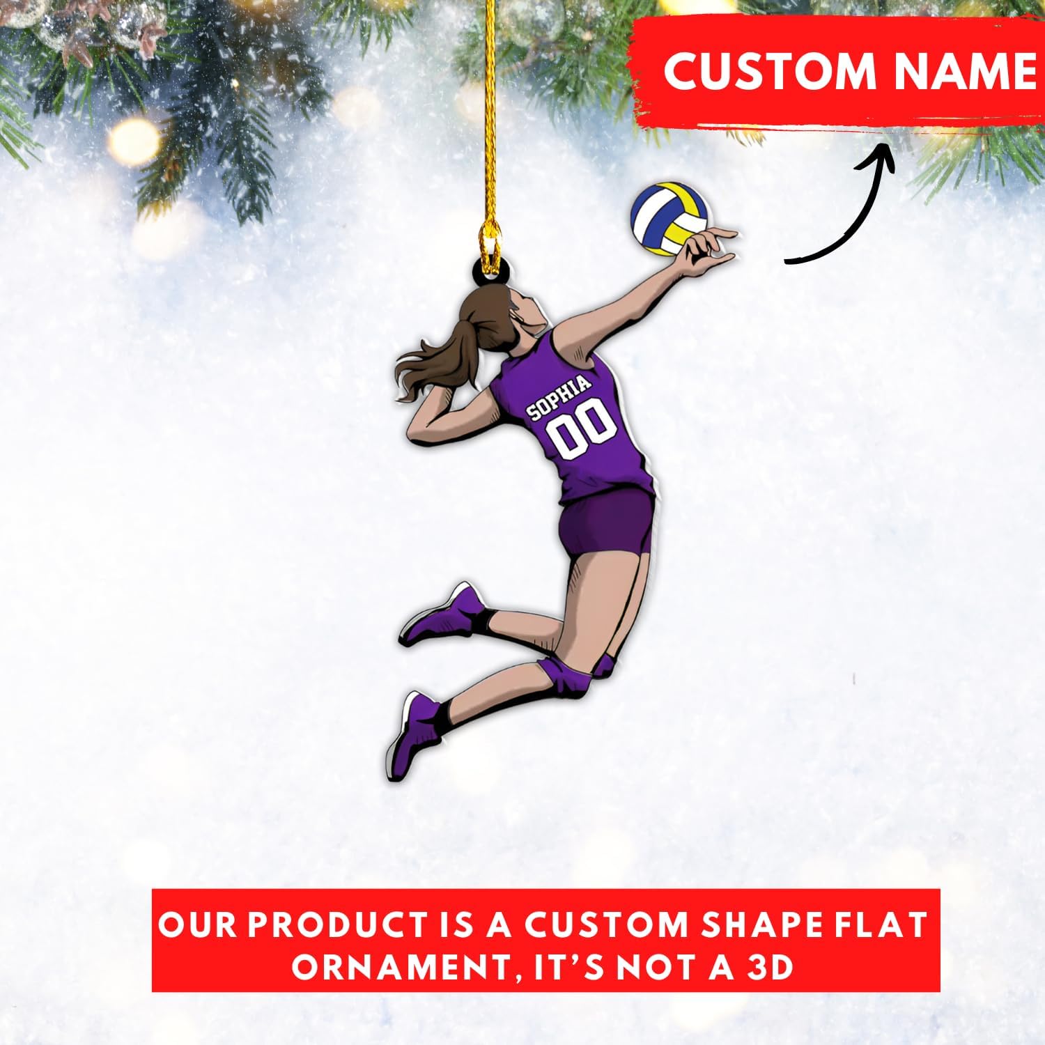 Personalized Name Volleyball Ornament, Gift for Volleyball Player, Sport Ornament 2024, Volleyball Christmas Ornament, Volleyball Team Gift, Volleyball Christmas Tree Ornament (Style 9)