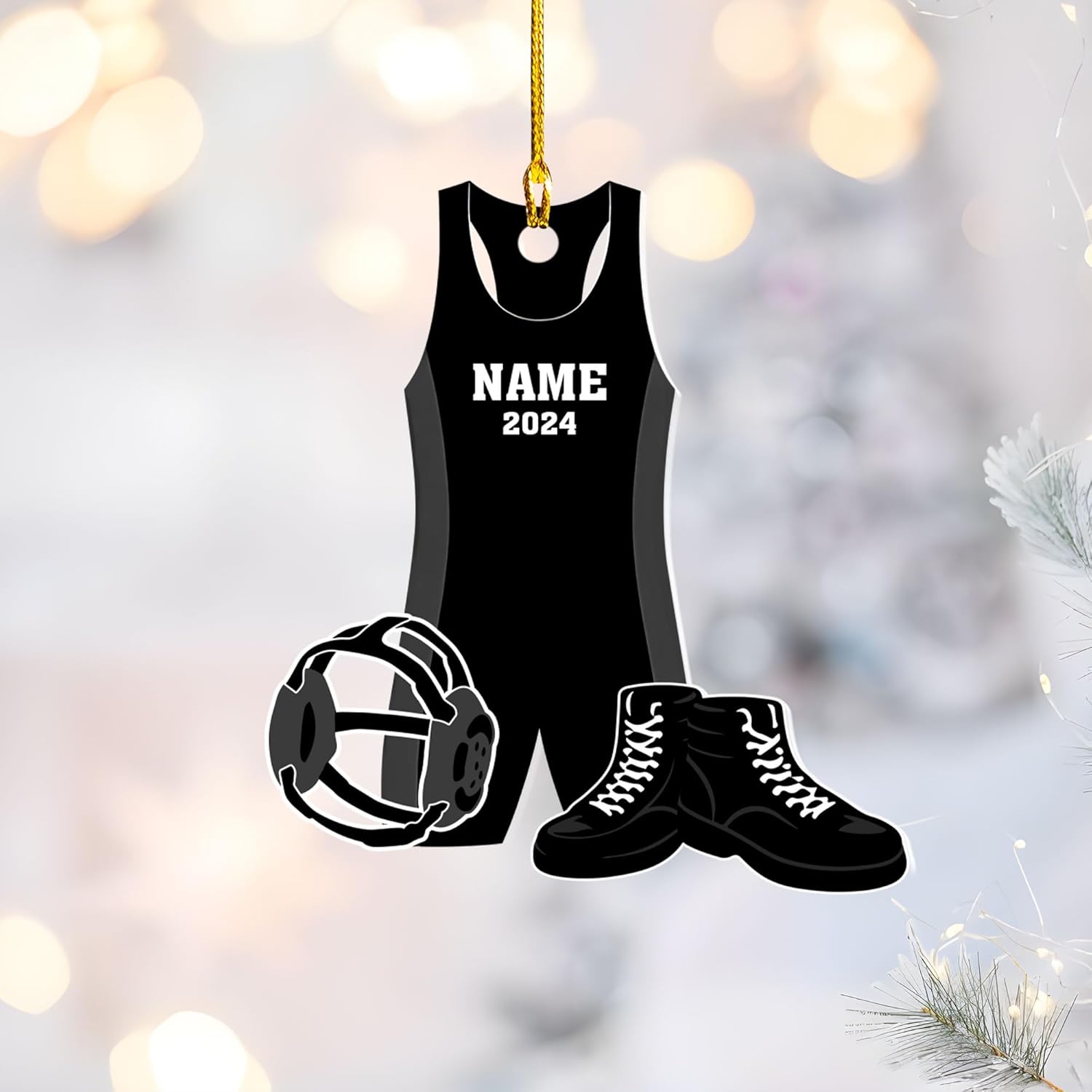 Personalized Wrestling Christmas Ornament 2024 Wrestling Christmas Ornament Gift for Wrestling Player Wrestling Christmas Tree Ornaments for Boys or Girls (Acrylic, Style 1)