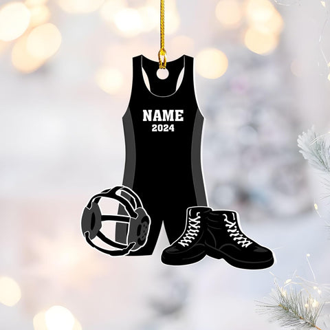 Personalized Wrestling Christmas Ornament 2024 Wrestling Christmas Ornament Gift for Wrestling Player Wrestling Christmas Tree Ornaments for Boys or Girls (Acrylic, Style 1)